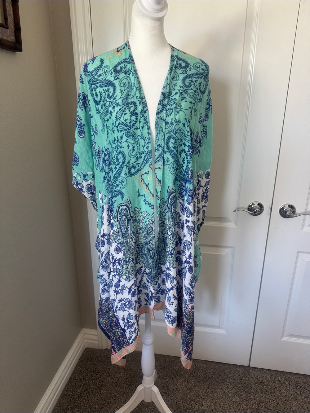 lovestitch Turquoise & Navy Paisley Open Kimono